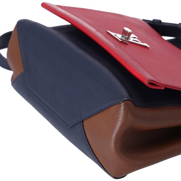 Louis Vuitton Lockme II Handbag M42859 Red Dark Navy Brown Leather - Picture 8 of 8